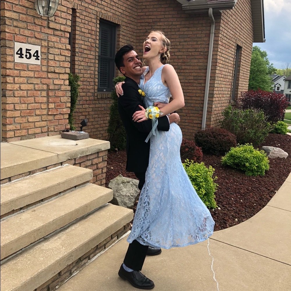 ICEBLUE/IVORY PROM DRESS